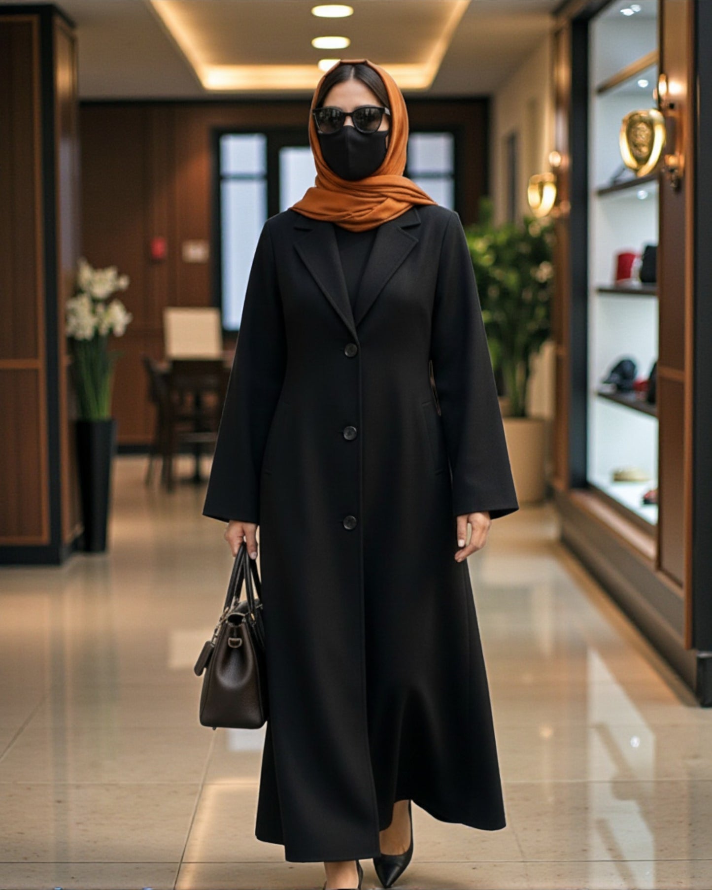 Coat Abaya With Lapel Collar