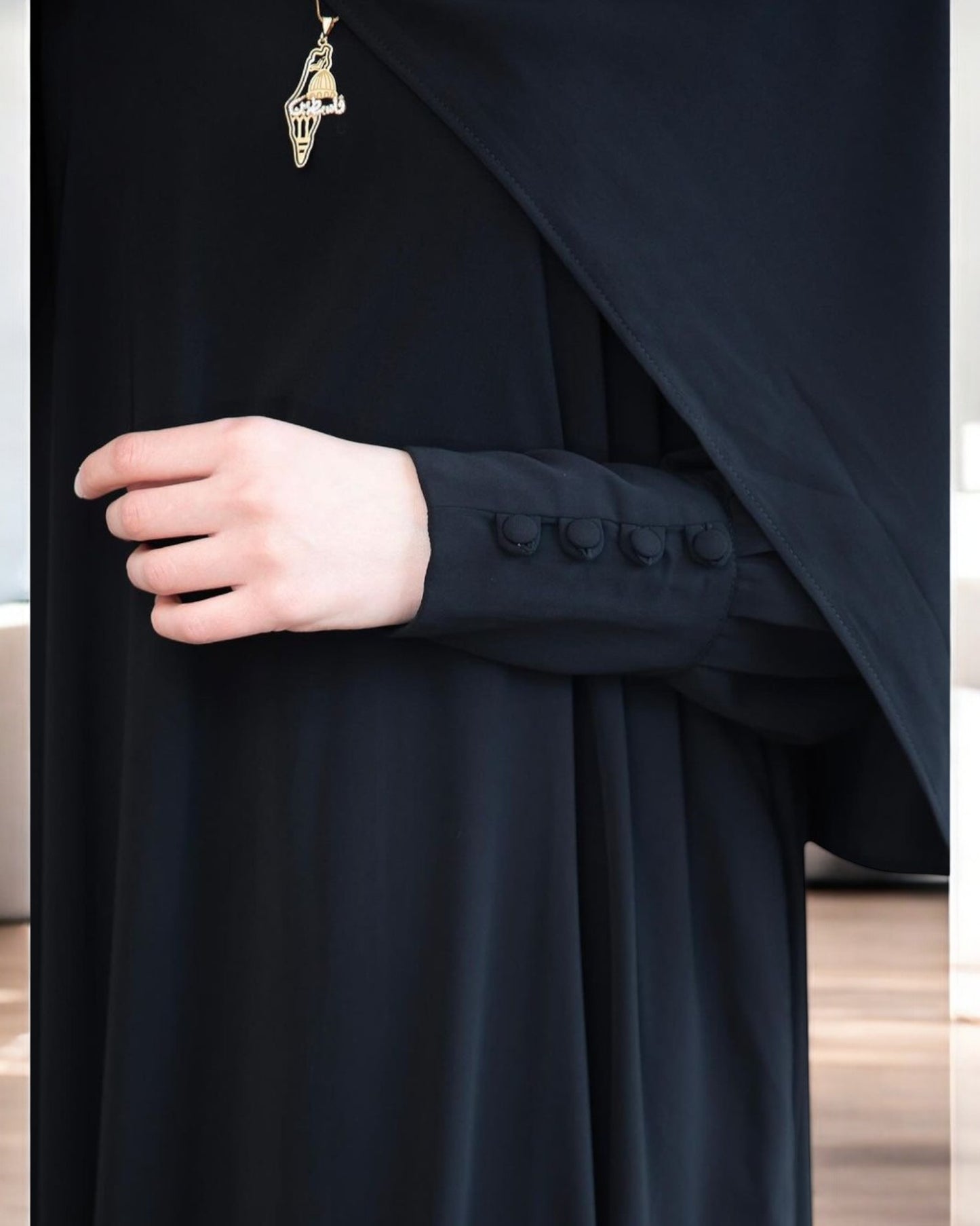Umbrella Flare Firdaus Fabric Abaya with Cuff Sleeves
