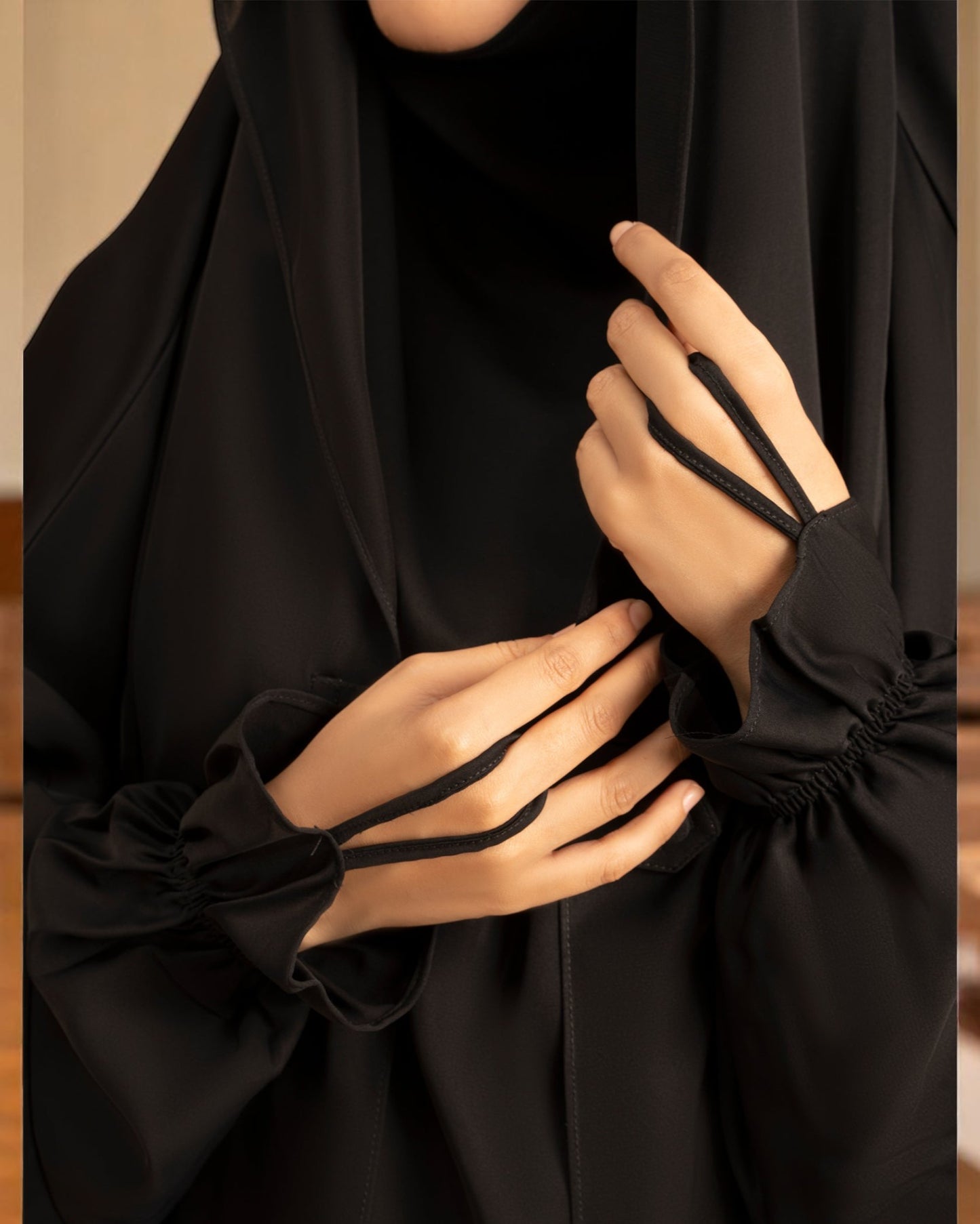 Full-Length Saudi Jilbab in Firdaus Fabric with Extra Pardah Layer, Elastic Sleeves & Loose Fit