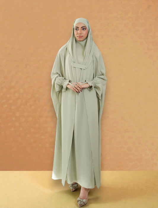 Full-Length Saudi Jilbab in Firdaus Fabric with Extra Pardah Layer, Elastic Sleeves & Loose Fit
