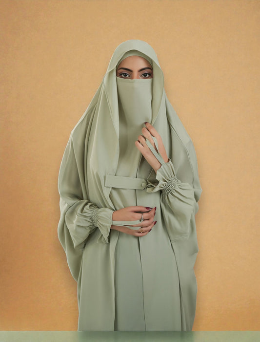 Full-Length Saudi Jilbab in Firdaus Fabric with Extra Pardah Layer, Elastic Sleeves & Loose Fit
