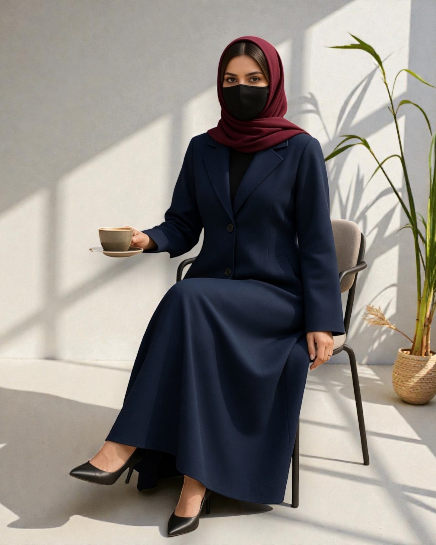 Coat Abaya With Lapel Collar