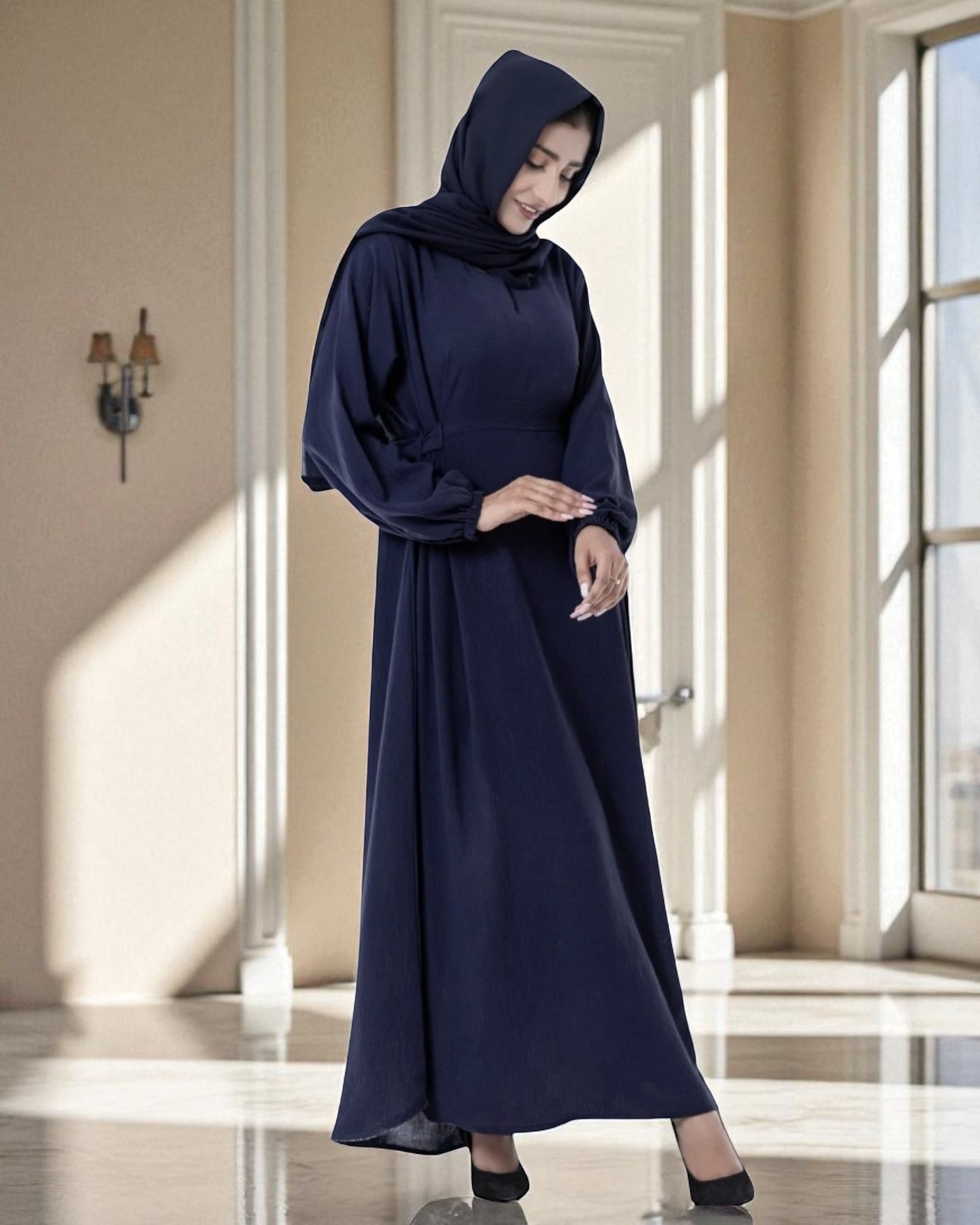 A-Line Abaya In CEY Crush Fabric