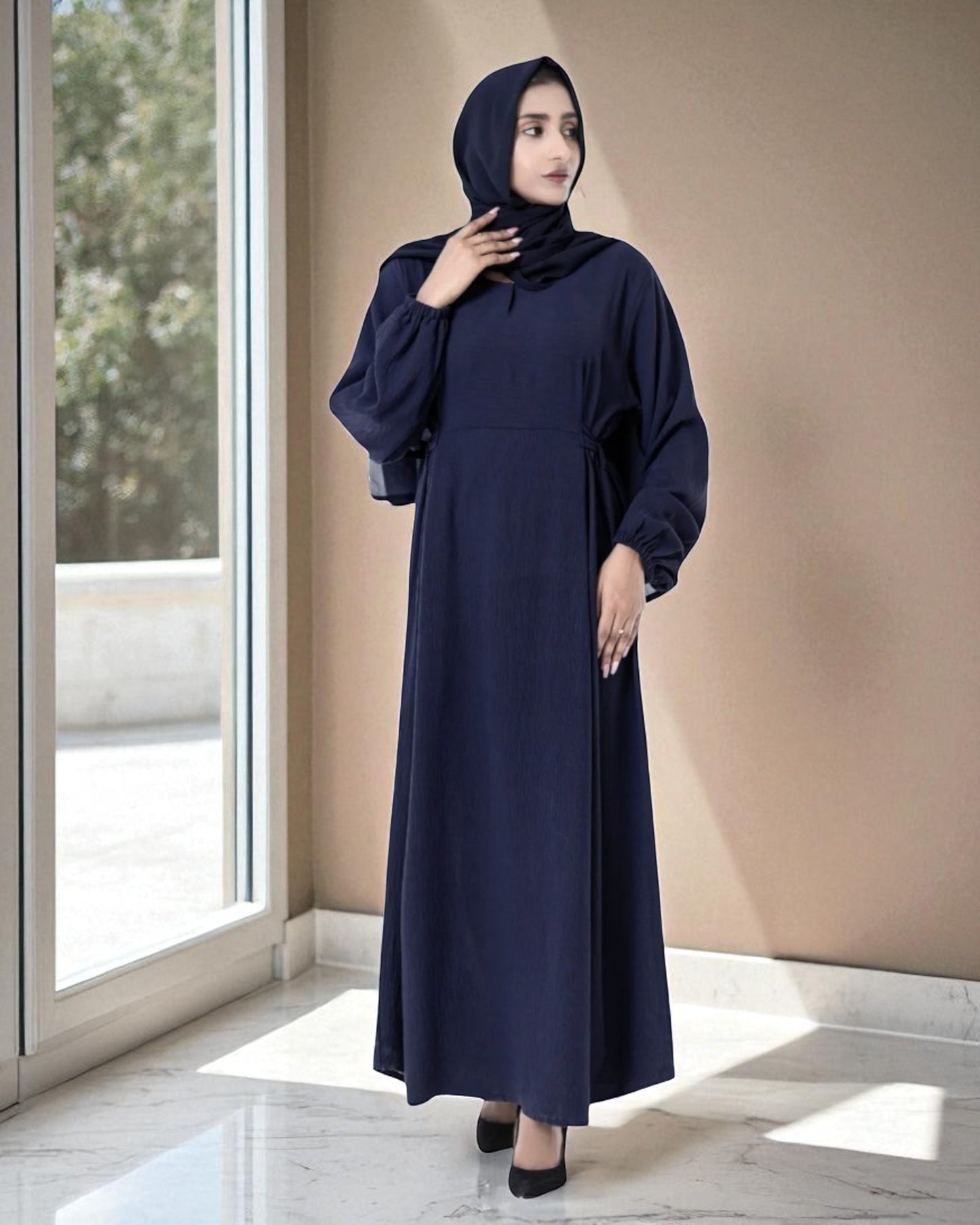 A-Line Abaya In CEY Crush Fabric