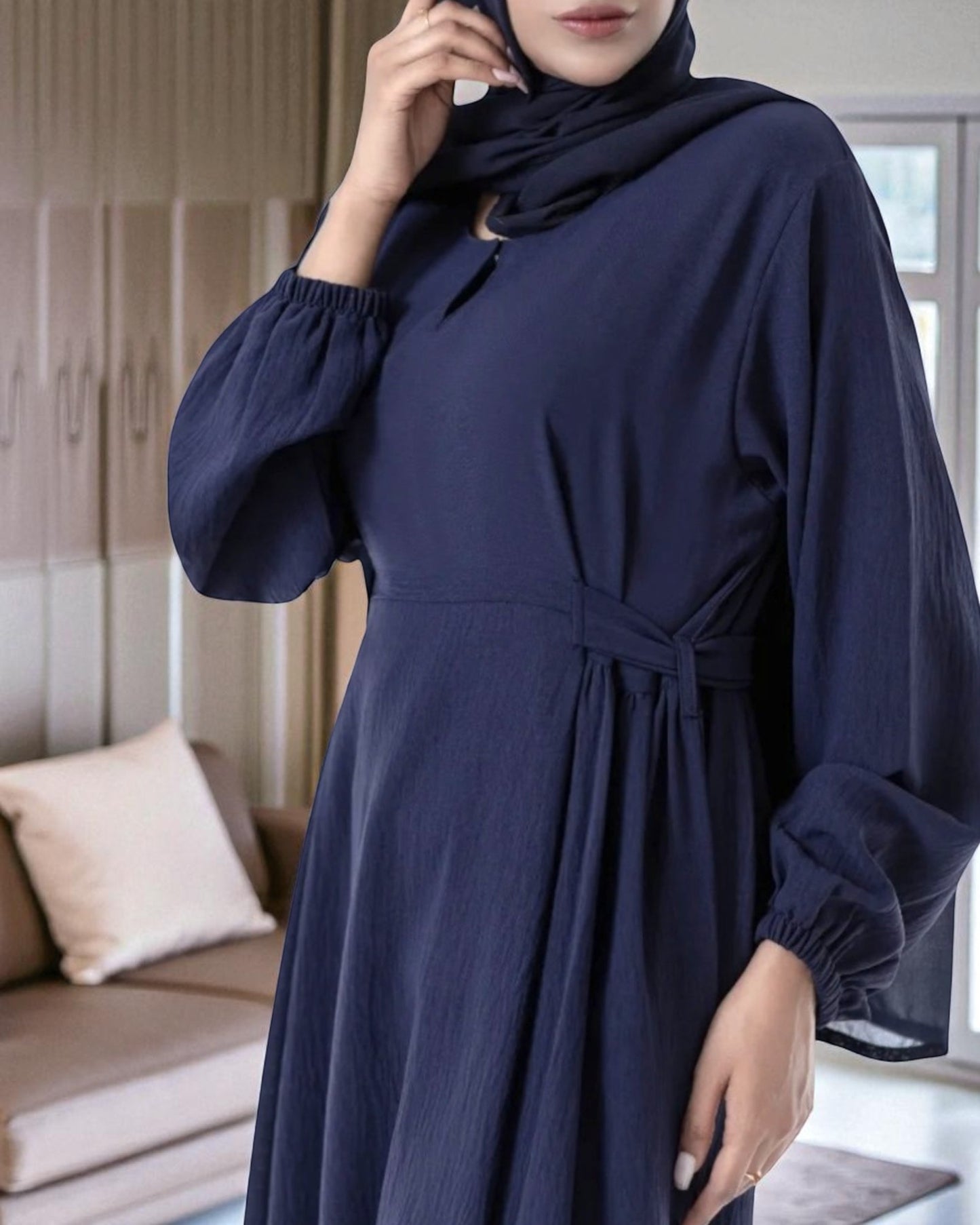 A-Line Abaya In CEY Crush Fabric