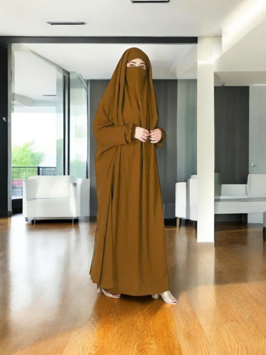 One Piece Jilbab With Adjustable Nose Piece