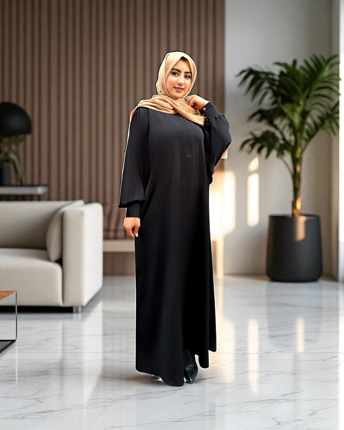 Closed Kaftan Abaya in Firdaus Fabric