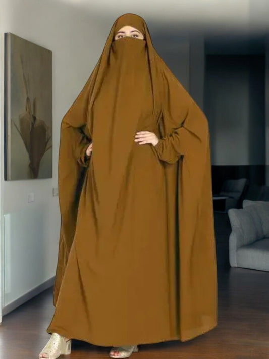 One Piece Jilbab With Adjustable Nose Piece