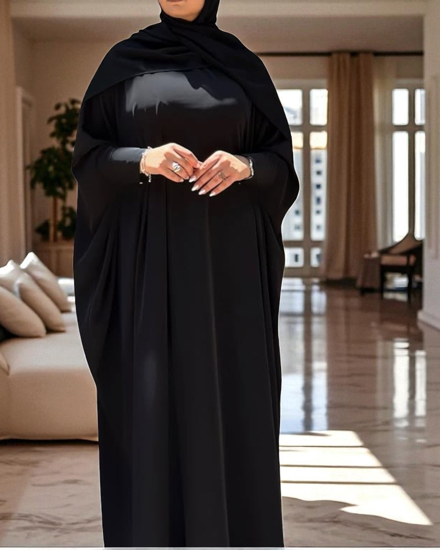 Closed Kaftan Abaya in Firdaus Fabric