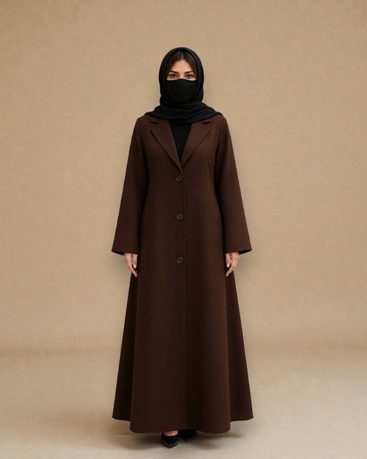 Coat Abaya With Lapel Collar