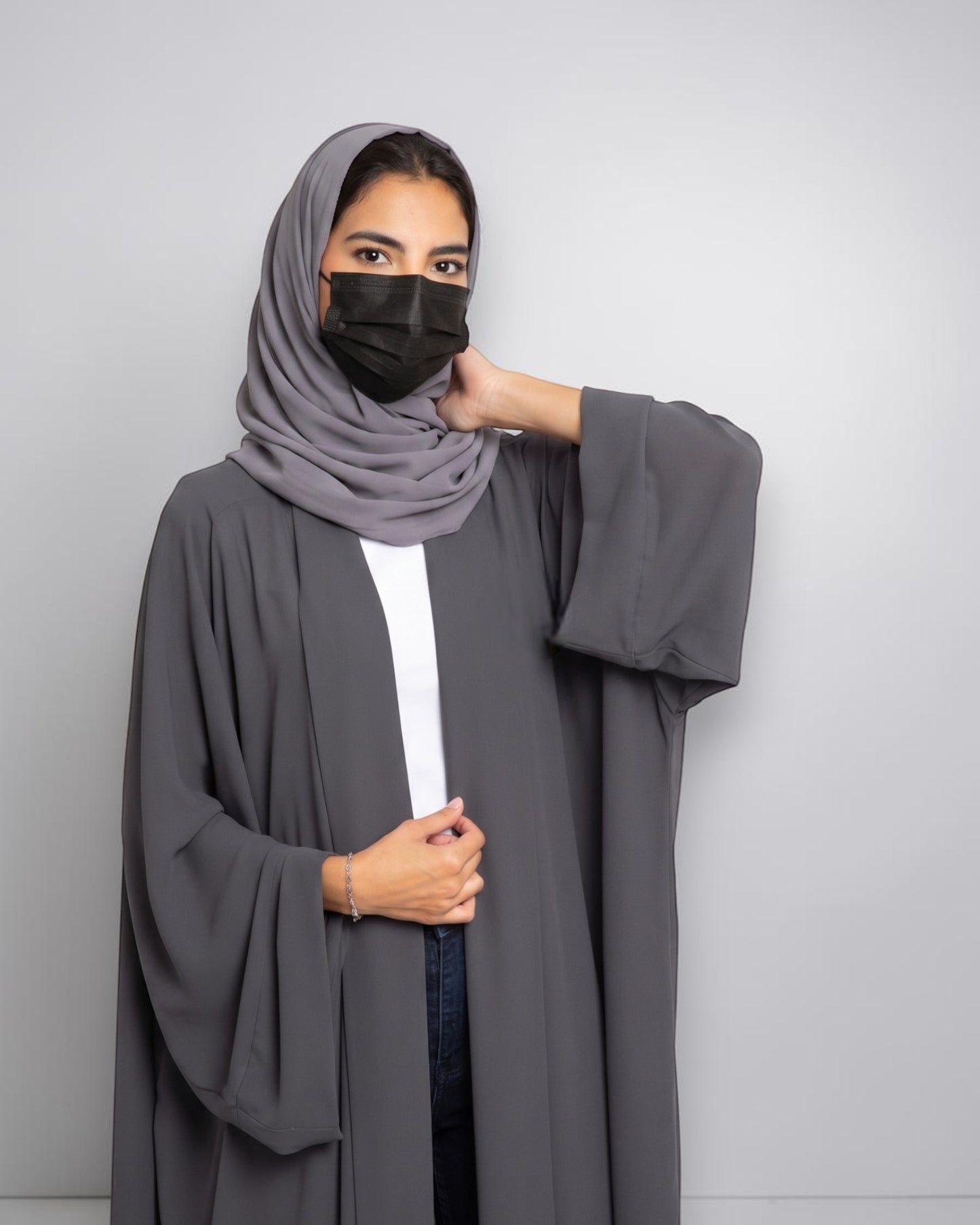 Open Front Abaya With Wide Sleeves