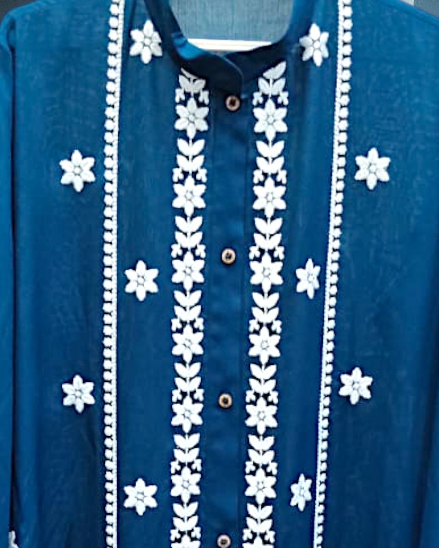 Chikankari Abaya With Front Open Design in Rayon Fabric