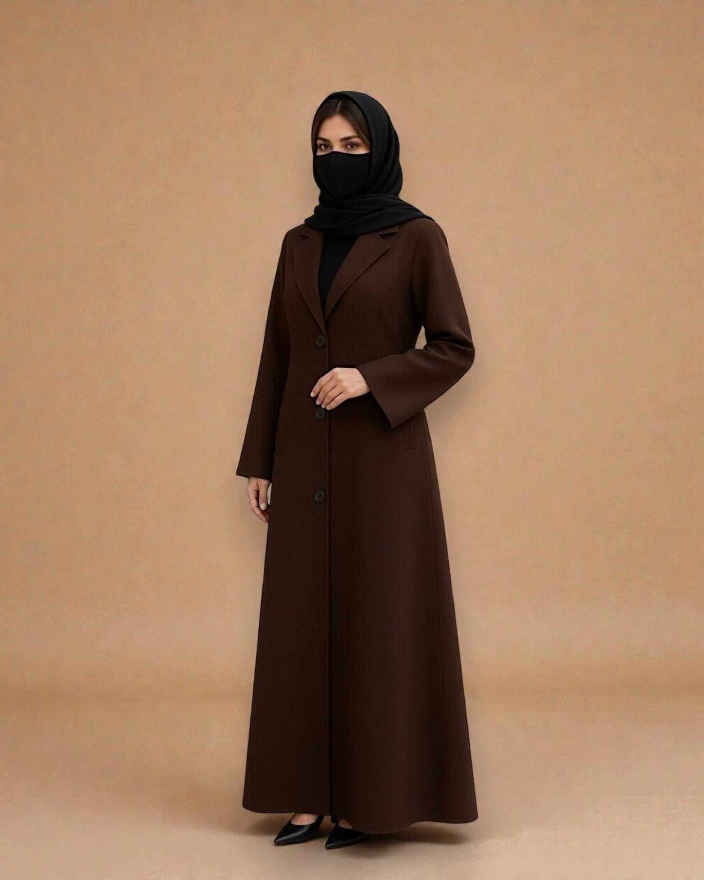 Coat Abaya With Lapel Collar