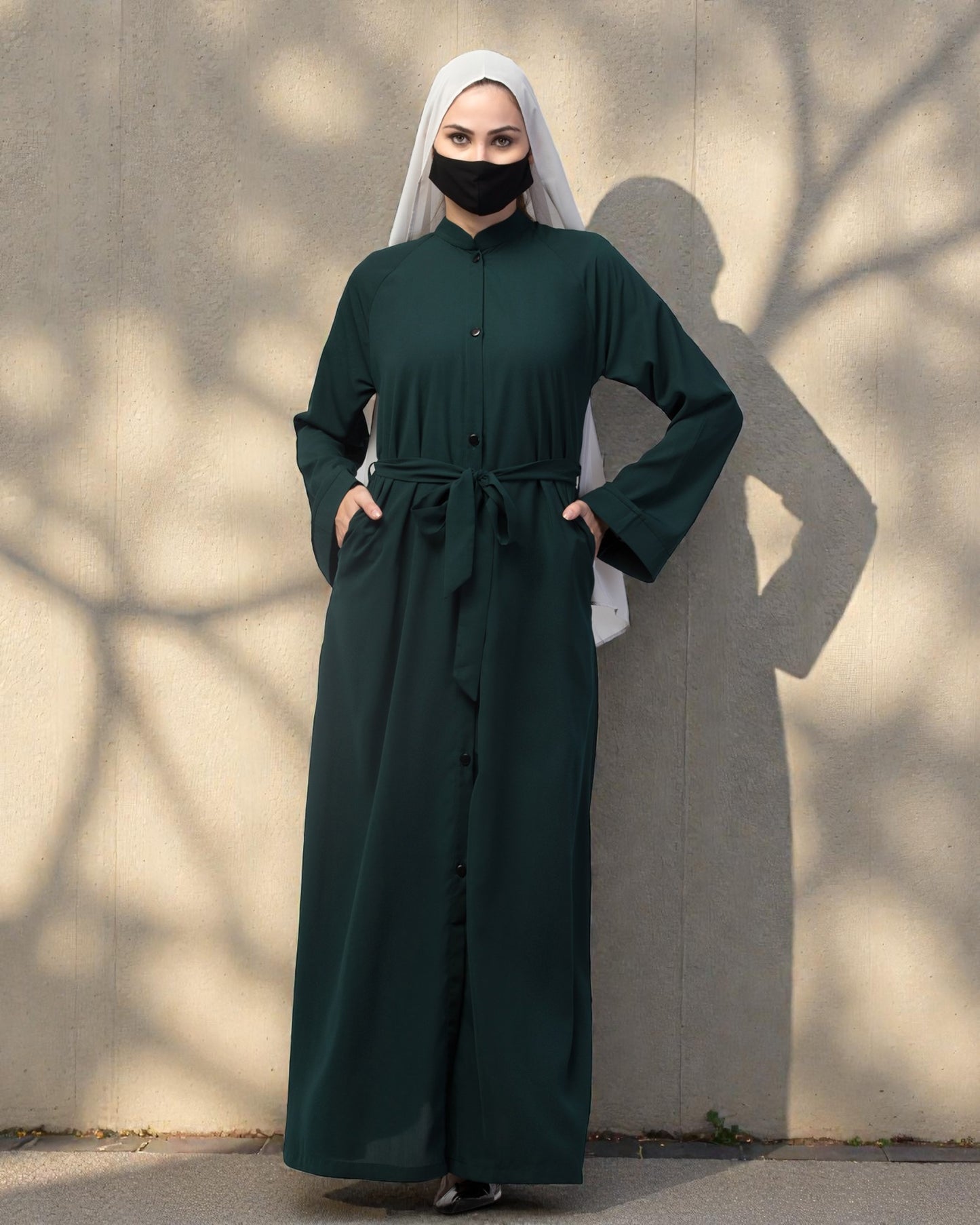 Front Open Abaya In Firdaus fabric With Pockets & Belt