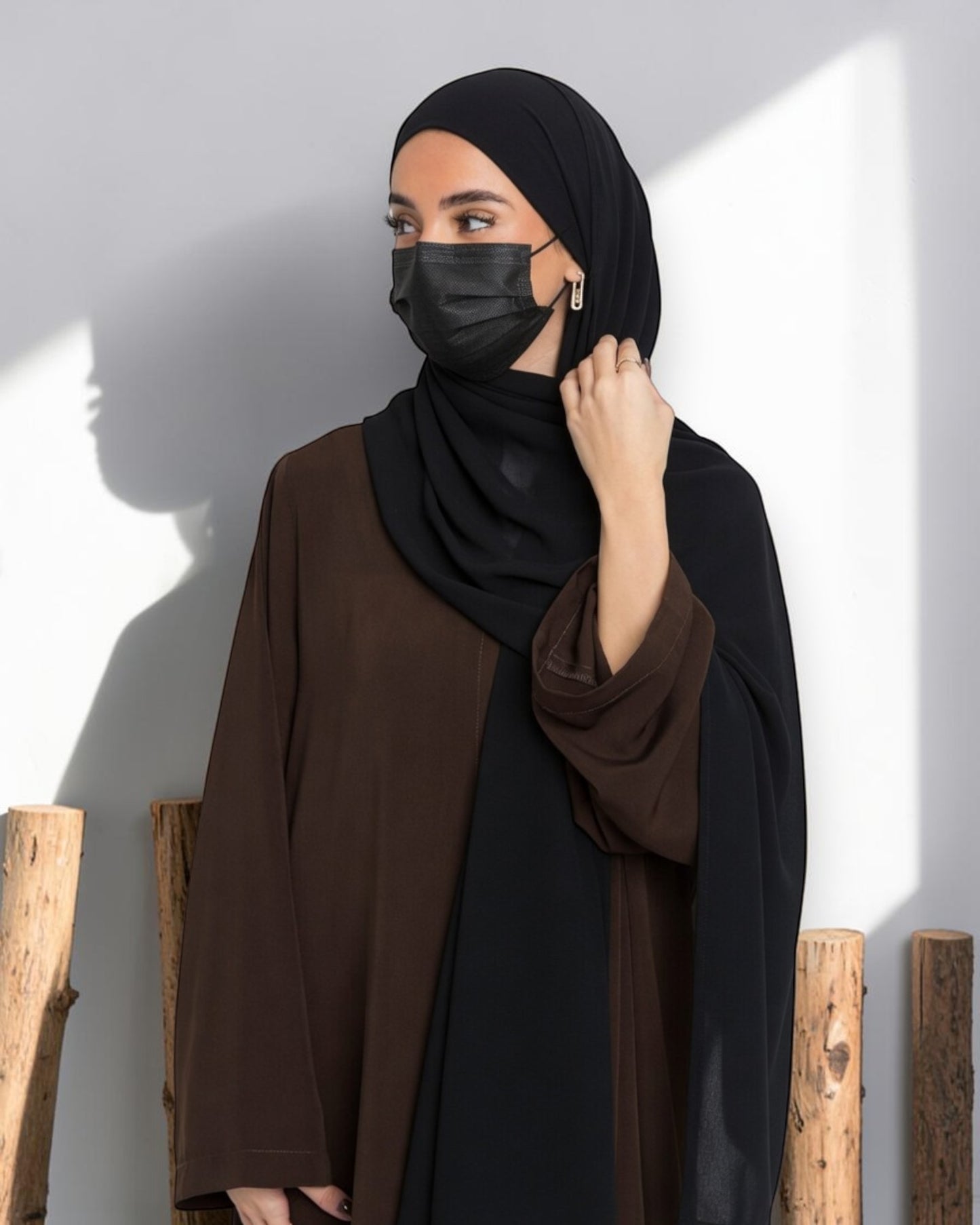 Brown Abaya With Front Open Design