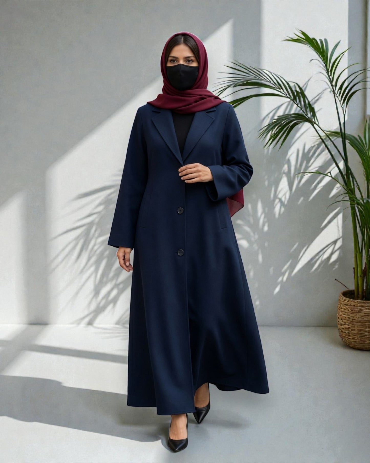 Coat Abaya With Lapel Collar