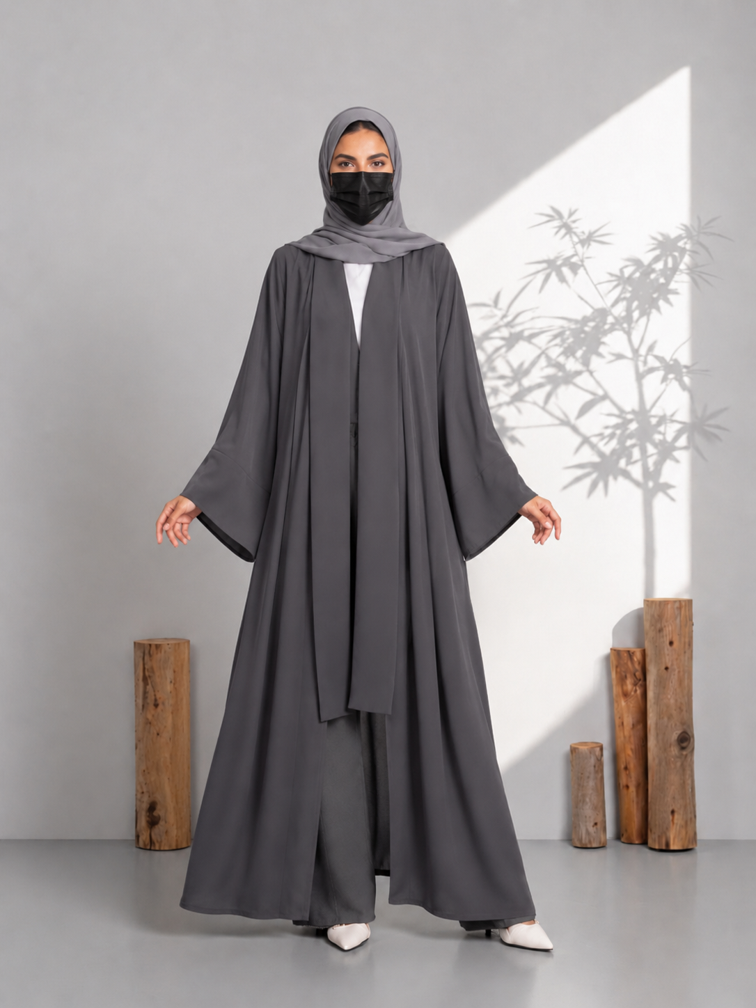 Open Front Abaya With Wide Sleeves