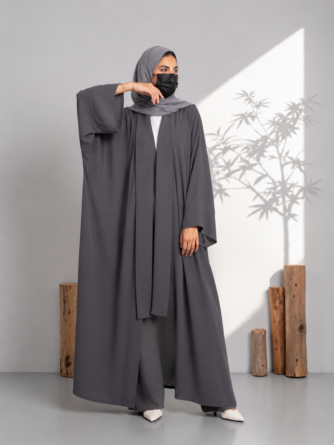 Open Front Abaya With Wide Sleeves