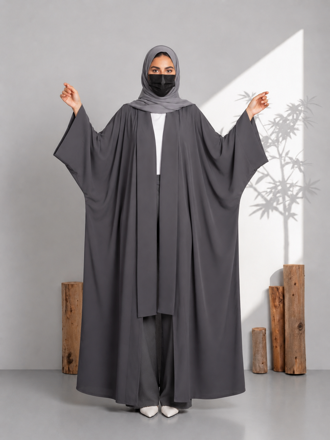Open Front Abaya With Wide Sleeves