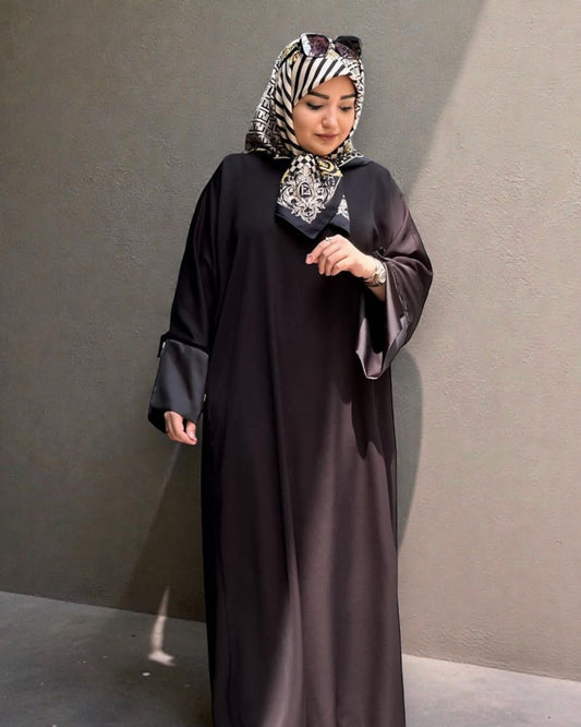 A-Line Firdaus Fabric Abaya with Designer Sleeves