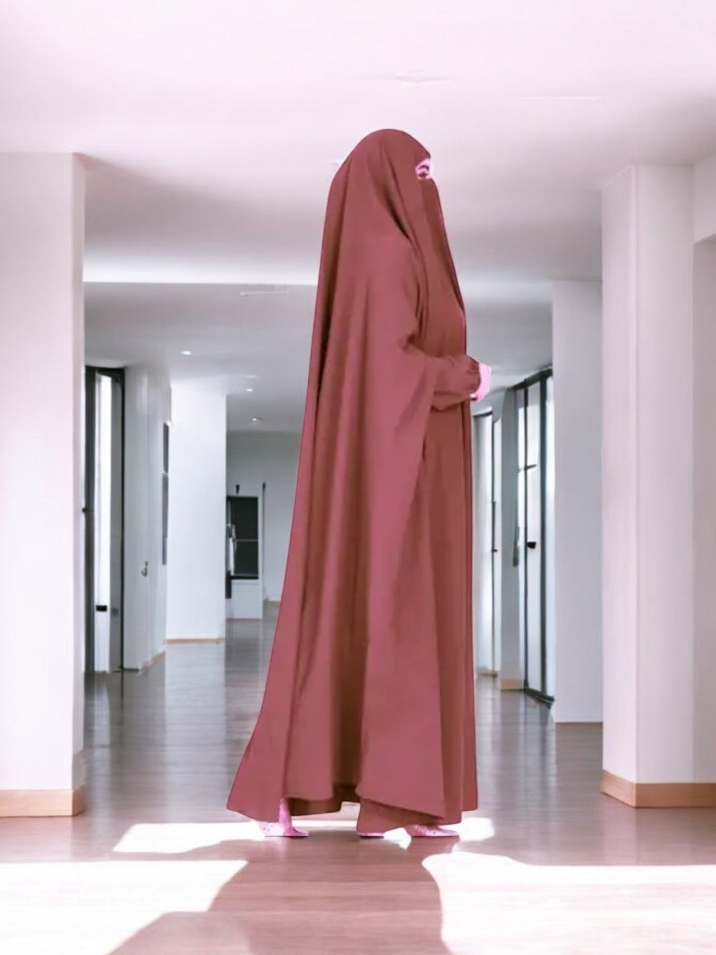 One Piece Jilbab With Adjustable Nose Piece