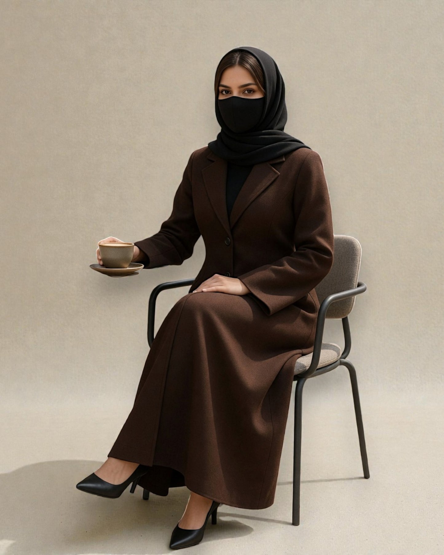 Coat Abaya With Lapel Collar
