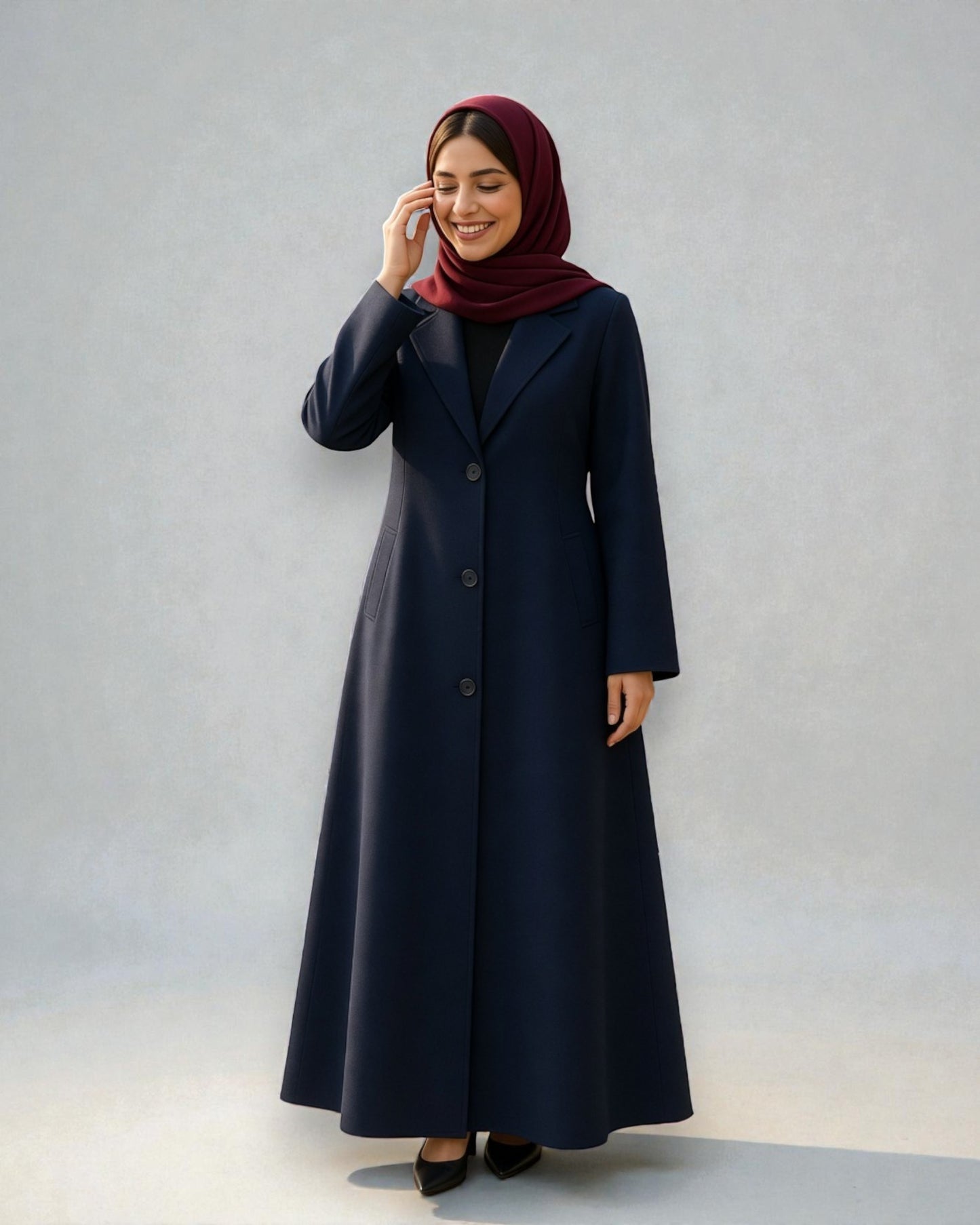 Coat Abaya With Lapel Collar
