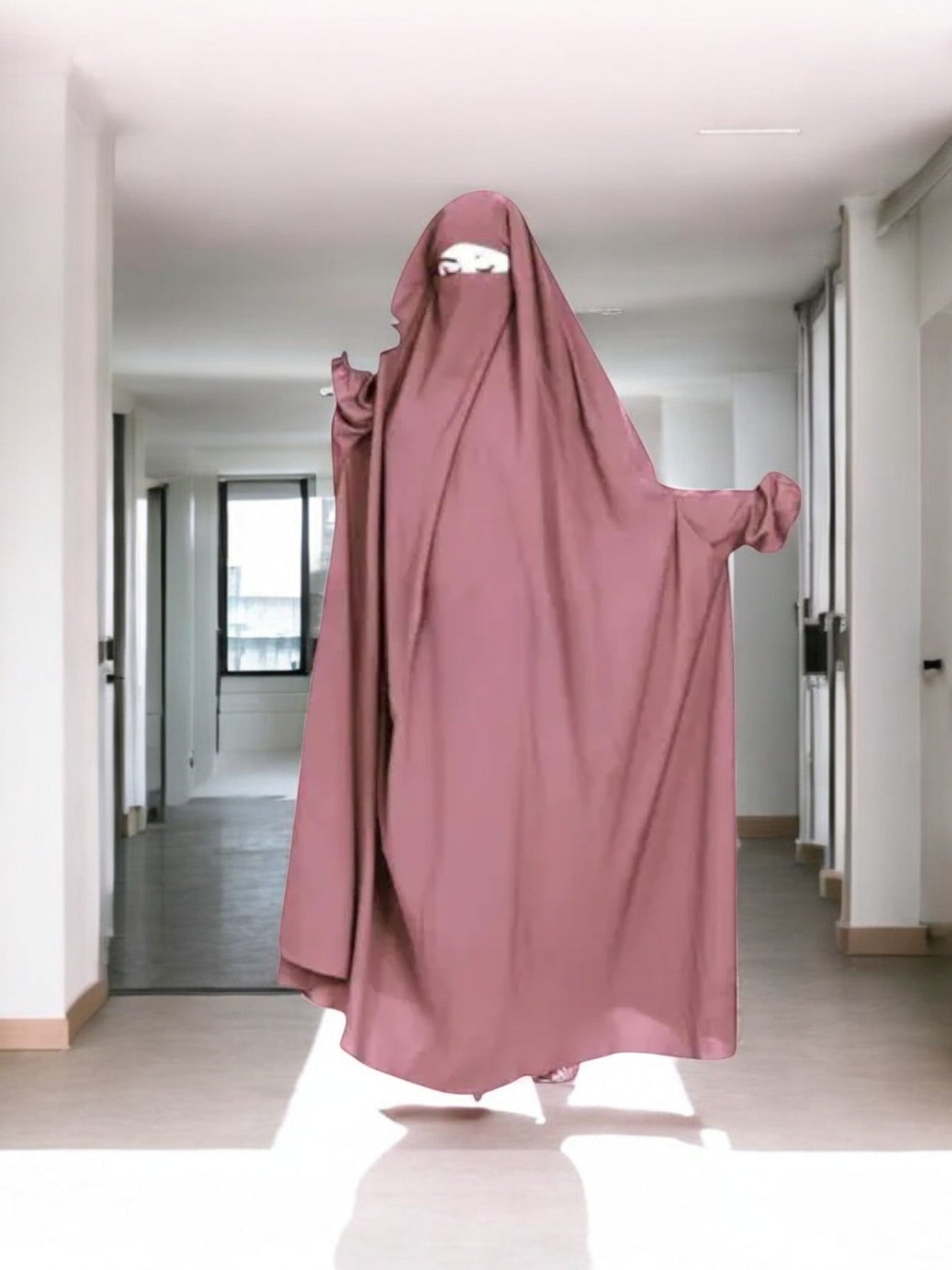 One Piece Jilbab With Adjustable Nose Piece