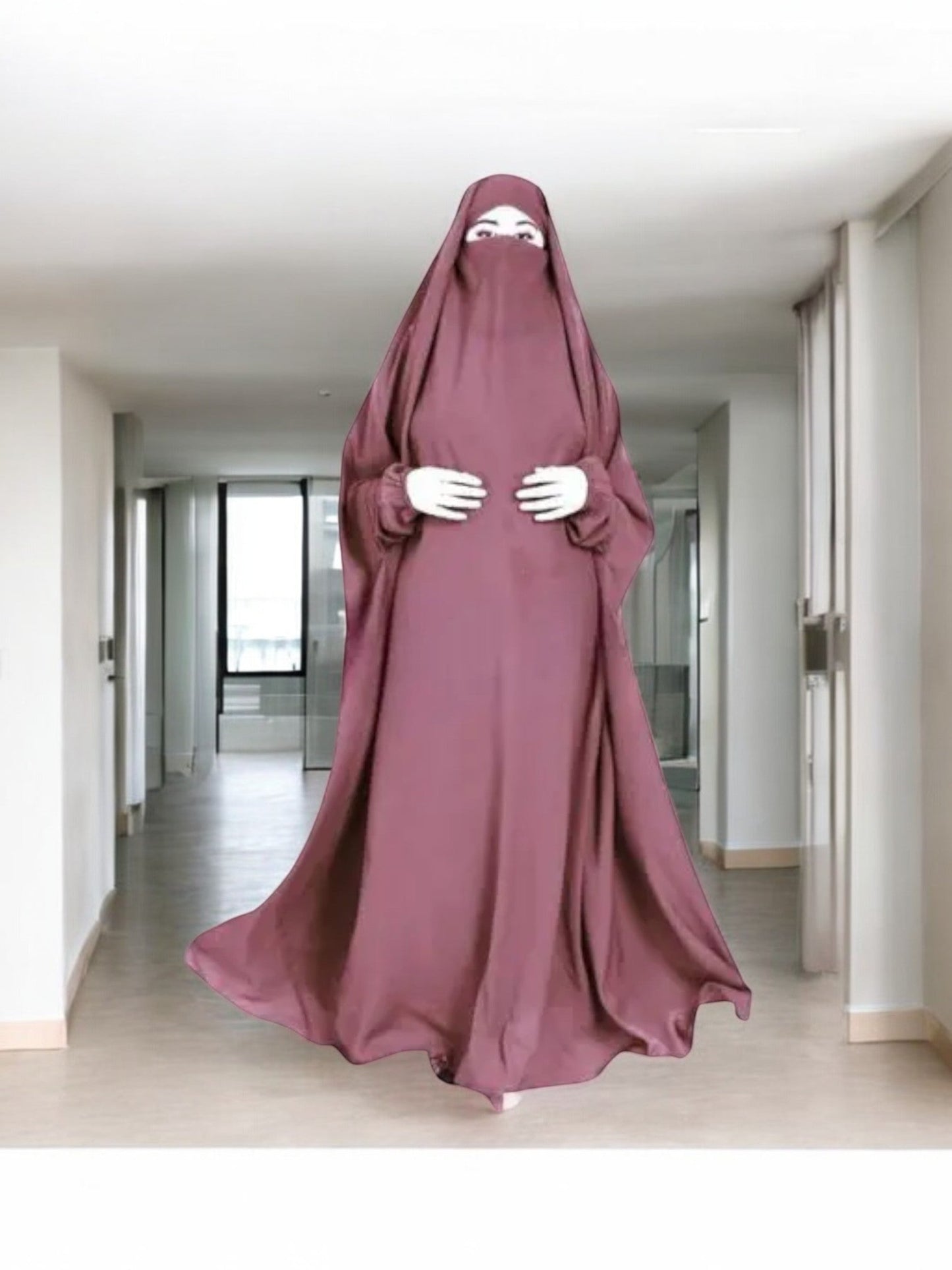 One Piece Jilbab With Adjustable Nose Piece
