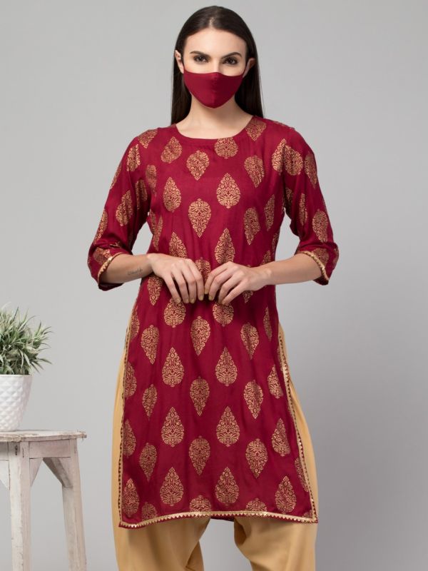 Buy Siaa Fab Women's Cotton Kurti Set| Printed Straight Kurta with Pant for  Ladies - Size: S/M/L/XL Online In India At Discounted Prices