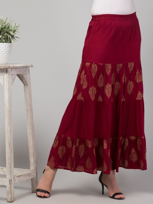 Elastic waist rayon clearance skirt